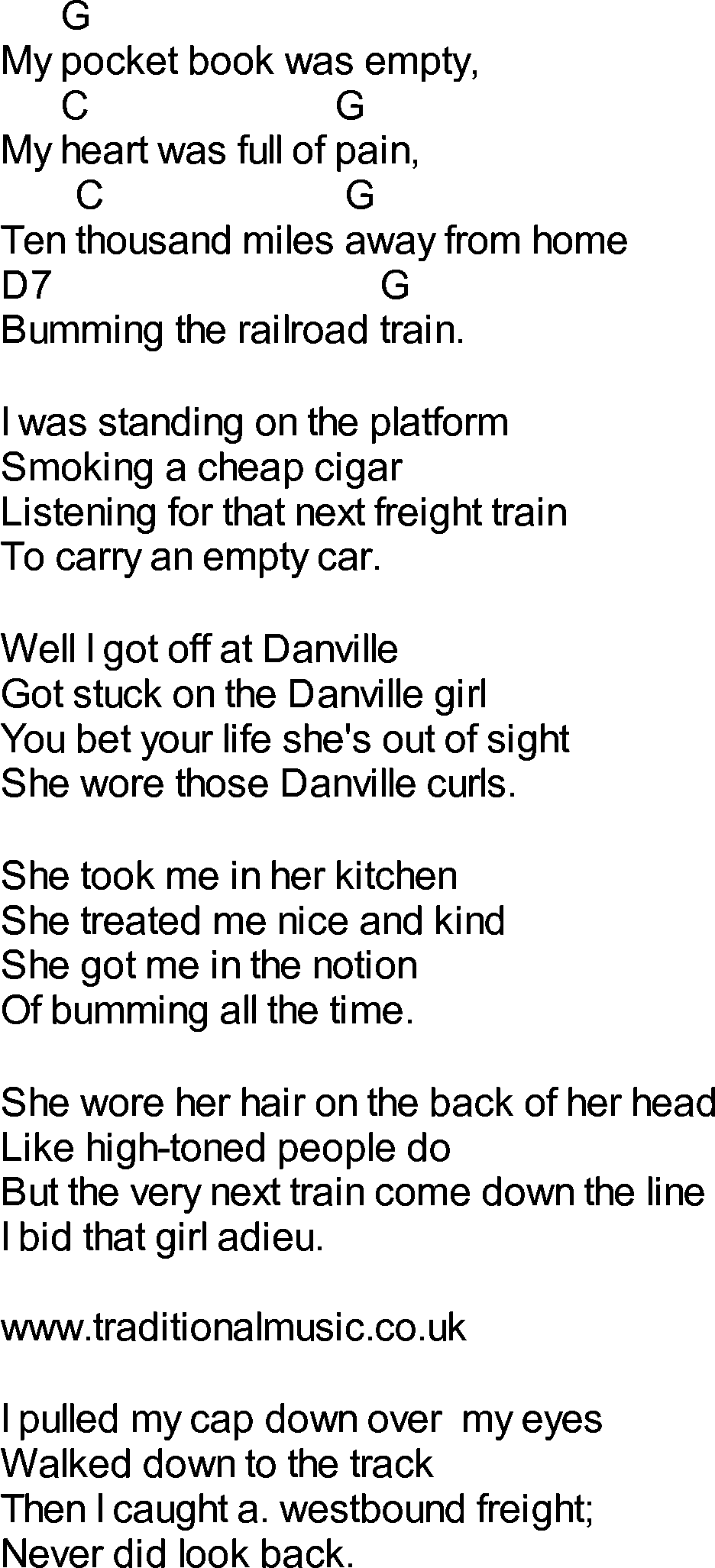 Bluegrass songs with chords - Danville Girl